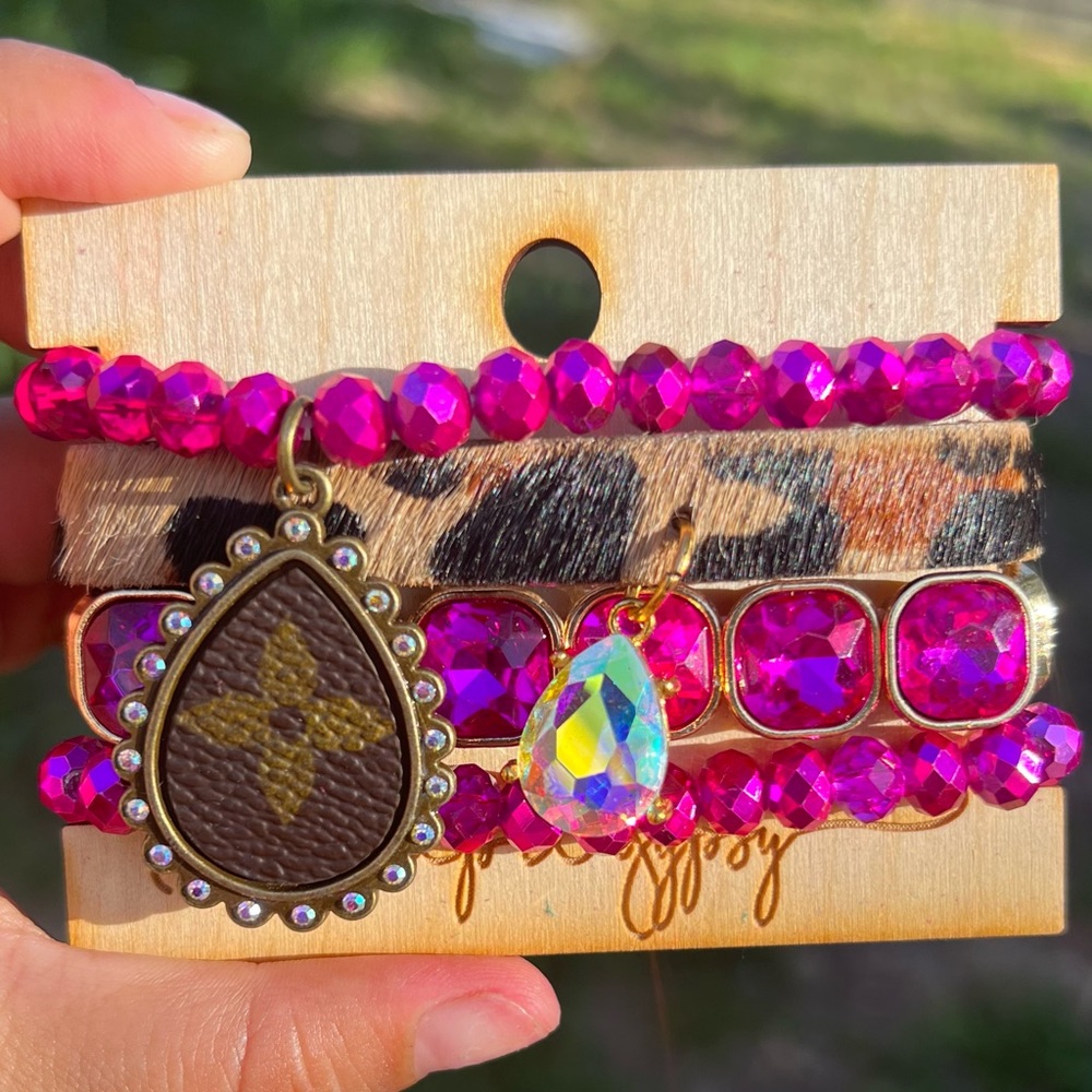 Keep it Gypsy Fuchsia Bracelet Stack